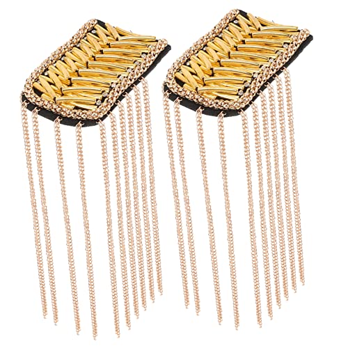 YOSADIER 2 Stück Quasten Schulterklappen Schulter Schmuck Applikation für Epauletten mit Kette für Kostümparty und Bühnenauftritte Goldfarbenes Design YOSADIER 2 Stück Quasten Schulterklappen Schulter Schmuck Applikation für Epauletten mit Kette für Kostümparty und Bühnenauftritte Goldfarbenes Design von YOSADIER