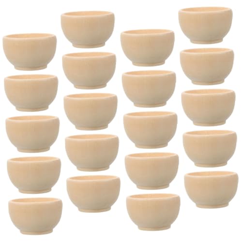 YOSADIER 20 Stück Kleine Holzschalen Heimdekoration DIY Holzornamente Holzbastelbedarf Ornamente Bemalen Ornamentherstellung Kleine Holzornamente Holzschale Für Nüsse Bemalbare von YOSADIER