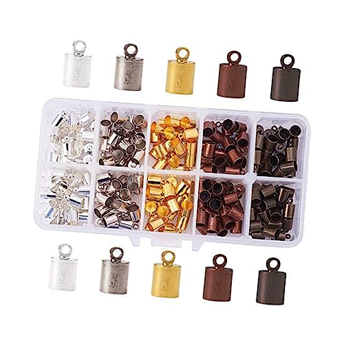 YOSADIER 200 Stück DIY Zubehör Kupfer Kordelenden Kappen für Schmuckherstellung Vielseitige Endkappen für Leder Ohrringe und Armbänder Gemischte Farben für Kreative Projekte von YOSADIER
