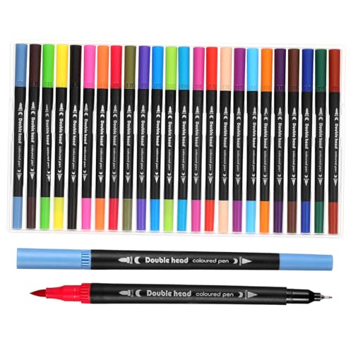 YOSADIER 24 Stk. Teiliges Doppelspitzen Wasserfarben Stifte Wasserbasierte Lichtechte Marker mit Feiner Spitze und Pinselspitze Vielseitig für Notizen Zeichnungen und Scrapbooking Tragbar von YOSADIER