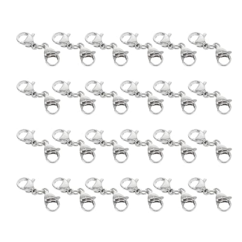 YOSADIER 25 Stück Teiliges Edelstahl Lobster Karabinerverschlüsse Doppelklauen Verbinder Schmuckverschlüsse für Halsketten Armbänder DIY Verlängerungsketten Zubehör von YOSADIER