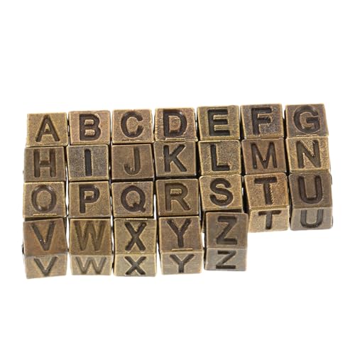 YOSADIER 26 Stück Teiliges Vintage Würfelförmiges Alphabet Perlen aus Langlebiger Legierung Großes Loch für DIY Schmuckherstellung A z Buchstaben Charms für Armbänder Halsketten von YOSADIER