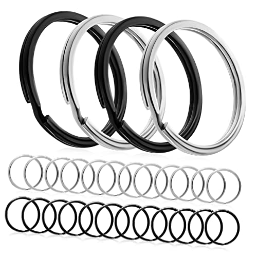 YOSADIER 28Stücke Schlüsselringe und Flache Split Ringe Metallschlüsselringe für DIY Bastelprojekte und Schlüsselorganisation Rostfrei für Autoschlüssel von YOSADIER