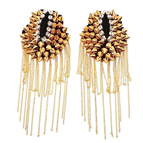 YOSADIER 2Stücke Schulterklappen Abzeichen mit Quaste und Kette Goldene Epauletten für Schulterflicken für Dekoration und Accessoires für Kleidung von YOSADIER