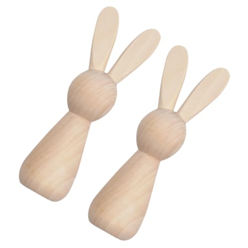 YOSADIER 2Stücke Unbemalte Holz Hasenpuppe DIY Graffiti Mini Kaninchen Puppen für Kreative Bastelprojekte für Familienaktivitäten und Gestaltung von YOSADIER