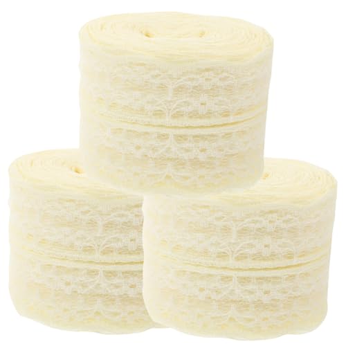 YOSADIER 3 Rollen Spitze Band Breit Beige Spitzenbordüre für DIY Handwerk Kleidung Dekoration Vintage Stil Party Accessoire YOSADIER 3 Rollen Spitze Band Breit Beige Spitzenbordüre für DIY Handwerk Kleidung Dekoration Vintage Stil Party Accessoire von YOSADIER