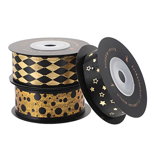 YOSADIER 3 Rollen Stylisches Geschenkband Verschiedenen Designs Sterne für Blumenverpackungen Diy Haarschmuck und Festlichkeiten und Langlebig und Wiederverwendbar von YOSADIER
