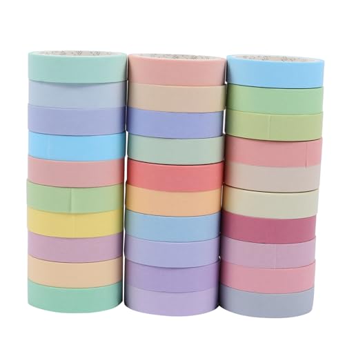 YOSADIER 30 Rollen Macaron-aufkleberrolle Maskierung Farbig Klebrig Sammelalbum Scrapbooking Pastellband Schreibwaren Handkontoband Sammelklebeband Diy Klebeband Japanisches Papier von YOSADIER