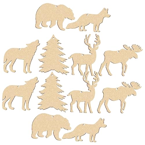 YOSADIER 30 Stück Tierschmuck Aus Holz Dekorationen Unfertige Diy-ausschnitte Klein Natur Ausgeschnitten Dekorativ Chip Dschungel Urlaub Wild Tierwelt Hängende Ornamentendekoration Khaki von YOSADIER