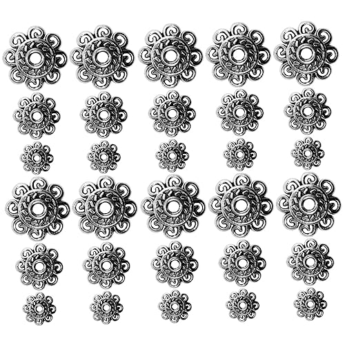 YOSADIER 300 Stück Teppichzubehör Schmuck Perlenkappen Reiz Lose Charm-perlen Für Ende Spacer Perlenendkappen Blumen-abstandskappen Herstellung Blumenperlen-endkappen Silber Legierung YOSADIER 300 Stück Teppichzubehör Schmuck Perlenkappen Reiz Lose Charm-perlen Für Ende Spacer Perlenendkappen Blumen-abstandskappen Herstellung Blumenperlen-endkappen Silber Legierung von YOSADIER