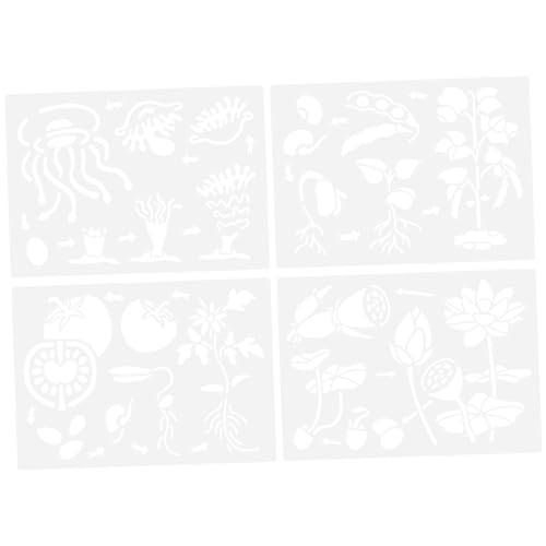 YOSADIER 4 Blätter Zeichenschablonen für Malvorlagen mit Pflanzen und Tiermotiven Wiederverwendbare Kunststoff Schablonen Zeichentalenten und Kreativität für Diy Projekte und Bastelarbeiten von YOSADIER