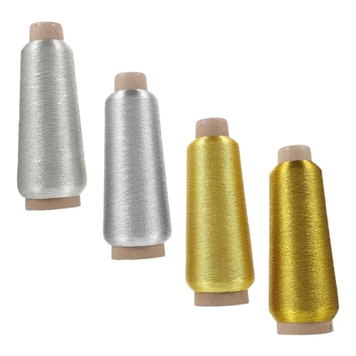 YOSADIER 4 Rollen Metallisches Stickgarn Gold und Silber für DIY Stickerei Kreuzstich Handarbeit Robust und Vielseitig Einsetzbar für Anfänger und Kreative Projekte von YOSADIER