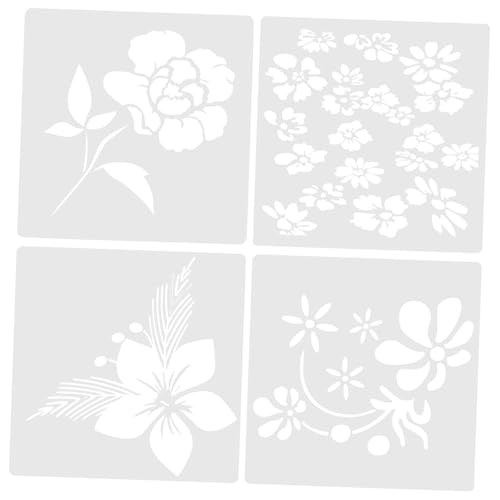 YOSADIER 4 Stück Blumenmalerei-vorlage Botanische Schablonen Blumen- Schablonen Für Die Kartenherstellung Wiederverwendbar Malen Schablone Für Sammelalbum Blumenschablone Malvorlage Plastik von YOSADIER