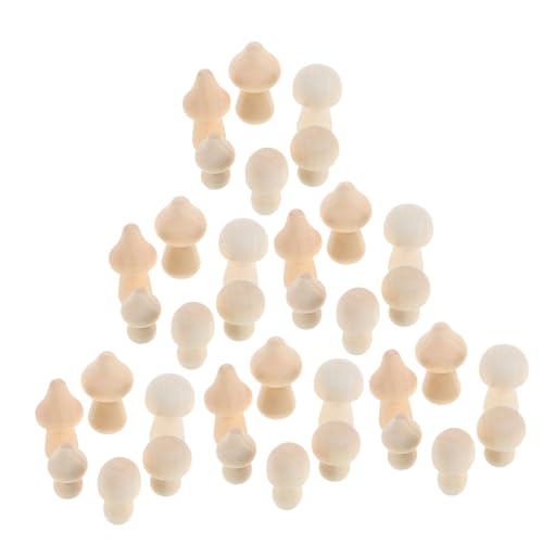 YOSADIER 42 Stück Teiliges Holzpilz zum Bemalen Mini Pilzfiguren Naturbelassenem Holz für Diy Kunstprojekte Kreative Heimdekoration Vielseitige Tisch und Regalornamente von YOSADIER