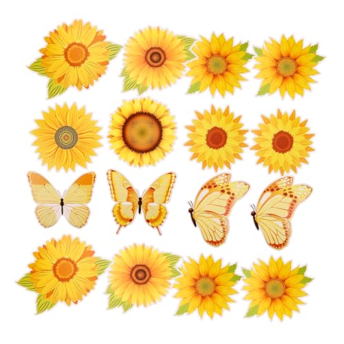 YOSADIER 45 Stück Sonnenblumen-Decoupage ausgeschnitten Ausschnitte Sommerwanddekorationen Blühen Blumendekor papierschere pauspapier Klassenzimmer-Papierblume dekorative Papierblume Yellow von YOSADIER