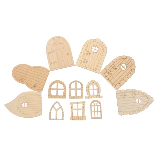YOSADIER 48 Stück Teiliges Unlackierte Holzfeenhaus Türen für Miniatur Gartendekoration zum Malen und Basteln DIY Holzspielzeug für Kreative Projekte von YOSADIER