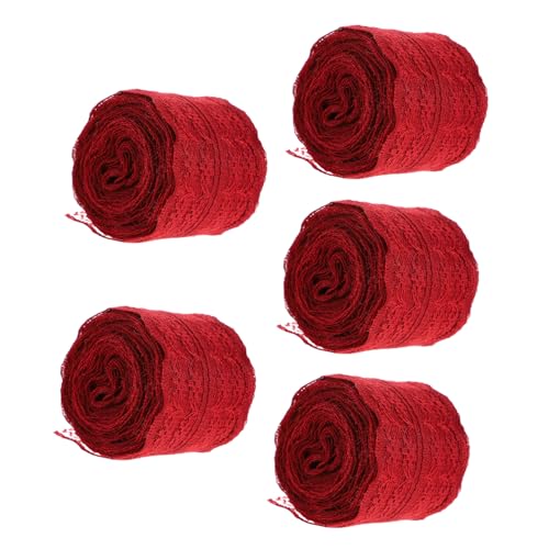 YOSADIER 5 Rollen Breites Spitzenband Weinrot Diy Ribbon für Hochzeiten und Bastelprojekte Langlebig Leicht Vielseitig Einsetzbar für Arrangements und Handwerksarbeiten von YOSADIER