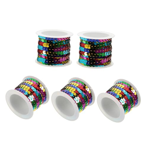 YOSADIER 5 Rollen Bunte Paillettenbänder Flache Paillettenbänder zum Basteln Schmuck Deko für Kleidung Party Kostüme DIY Verzierungen von YOSADIER