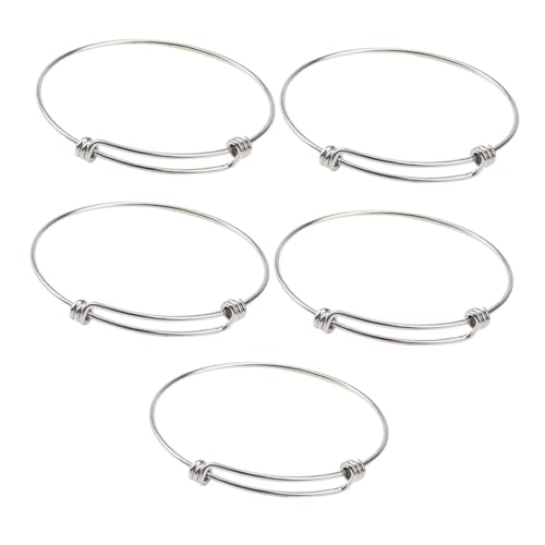 YOSADIER 5 Stück Teiliges Verstellbares Edelstahl armband Dehnbar und Offen DIY Schmuckzubehör für Damen Schmales Design für Eleganten Look Geeignet für Individuelle Armreifgestaltung von YOSADIER