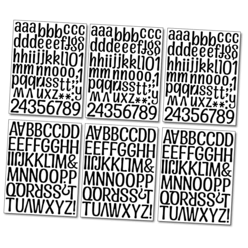 YOSADIER 6 Blätter DIY Buchstaben Aufkleber Selbstklebend Vinyl Zahlen Sticker Wetterfest für Briefkasten Hausnummer Kinderzimmer Wanddeko Schwarz und Kleinbuchstaben von YOSADIER