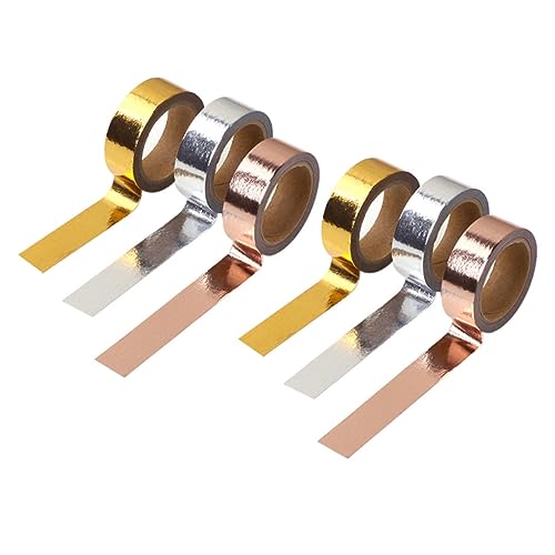 YOSADIER 6 Rollen DIY Dekoratives Klebeband Roségold Gold und Silber Selbstklebende Bänder für Scrapbooking Geschenkverpackung Journaling und Kreative Projekte von YOSADIER
