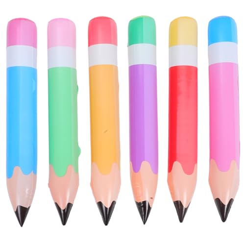 YOSADIER 6 Stück Teiliges Aufblasbares Jumbo Bleistift Ballon PVC Material Leichte Faltbare Rückkehr zur Schule Dekoration Hängend für Klassenzimmer Geburtstag Abschlussfeier Fotorequisite von YOSADIER