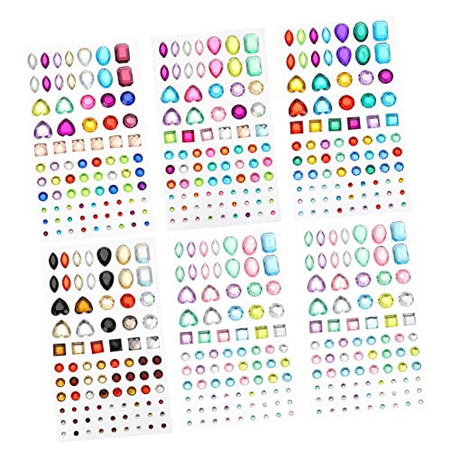 YOSADIER 6Blätter Kristallaufkleber Hochwertigem Acryl Bunte Diamantaufkleber für Kreative DIY Dekorationen Selbstklebende Strasssteine für Handgemachte Projekte von YOSADIER