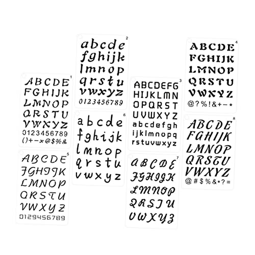 YOSADIER 8 Stück Malvorlage Schablonen Buchstaben kleine Buchstabenschablonen Schablonenbuchstaben Briefe stencil gießform teller Englische Briefschablone Sammelalbum liefert pet0.25mm von YOSADIER
