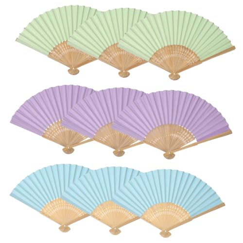 YOSADIER 9 Stück Teiliges DIY Papierfächer Faltbare Malfächer für Leichte Papierventilatoren in Pastellfarben für Basteln Dekoration Bühnenauftritte und Eventgestaltung von YOSADIER