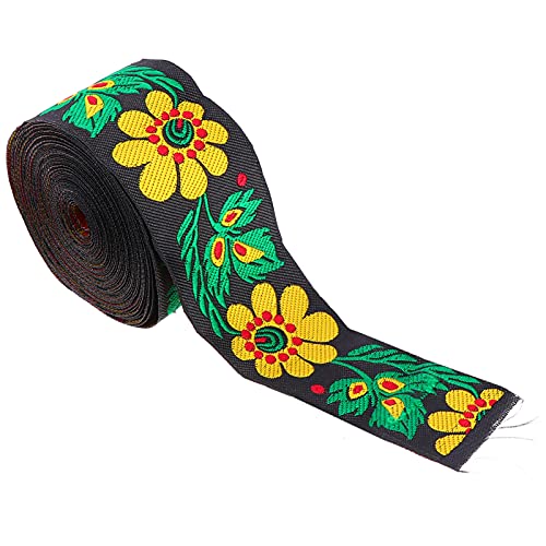 YOSADIER Jacquardband Besticktes Gewebtes Trim Schwarz für DIY Kleidung Ethnische Blumenmuster für Handwerksprojekte und Dekorationen YOSADIER Jacquardband Besticktes Gewebtes Trim Schwarz für DIY Kleidung Ethnische Blumenmuster für Handwerksprojekte und Dekorationen von YOSADIER