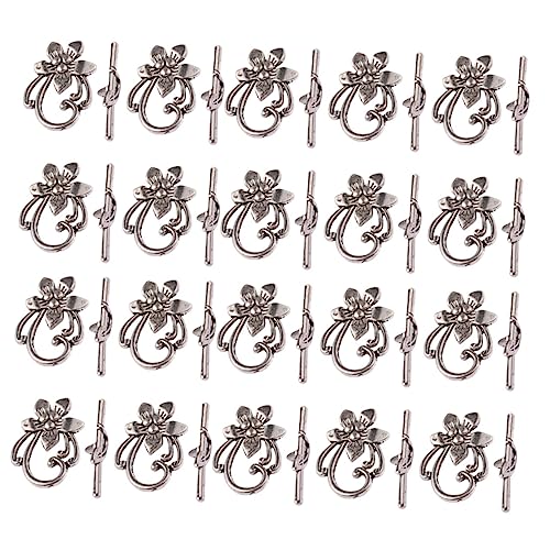 YOSADIER Retro Blütenförmiger Ot Verschluss Legierung Antik Silberne Schmuckzubehör für DIY Armbänder und für Kreative Schmuckgestaltung von YOSADIER