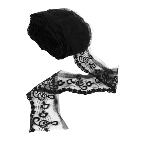YOSADIER Schwarze Spitzenborte mit Musiknoten motiv Yards Langlebiges Spitzenstoff band Vielseitig für Kleidung Dekoration DIY Nähzubehör für Brautkleid und Geschenkverpackung von YOSADIER