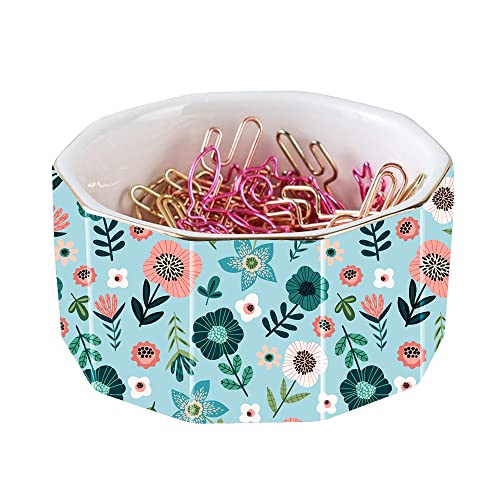 YOSCO Keramik-Büroklammerhalter, Büroklammer-Spender, Organizer für Schreibtisch, niedlich, Büro, Binder, Clip-Halter, Bobby-Pin und Haarspangen-Halter (03-Flower) von YOSCO