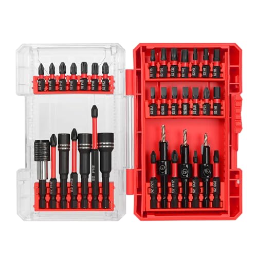 YOSIGHT 35-teiliges Impact Ready Bit-Set mit Aufbewahrungskoffer, 28 magnetischen Schraubendreherbits, 3 Sechskant-Senkerbohrern, 3 Nüssen, Schnellwechsel-Chuck, für Elektroschrauber und Bohrmaschinen YOSIGHT 35-teiliges Impact Ready Bit-Set mit Aufbewahrungskoffer, 28 magnetischen Schraubendreherbits, 3 Sechskant-Senkerbohrern, 3 Nüssen, Schnellwechsel-Chuck, für Elektroschrauber und Bohrmaschinen von YOSIGHT
