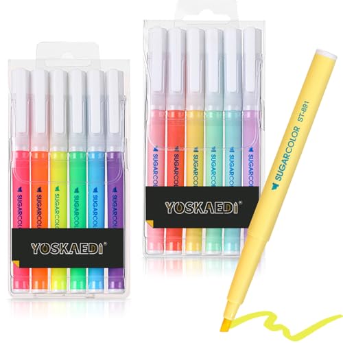 YOSKAEDI Textmarker, 12 bunte Textmarker mit 12 Farben, No Bleed und Dry Fast Leuchtstifte Bibel Marker Stifte, highlighter pen geeignet für Schulbedarf Zum Lernen und Arbeiten YOSKAEDI Textmarker, 12 bunte Textmarker mit 12 Farben, No Bleed und Dry Fast Leuchtstifte Bibel Marker Stifte, highlighter pen geeignet für Schulbedarf Zum Lernen und Arbeiten von YOSKAEDI