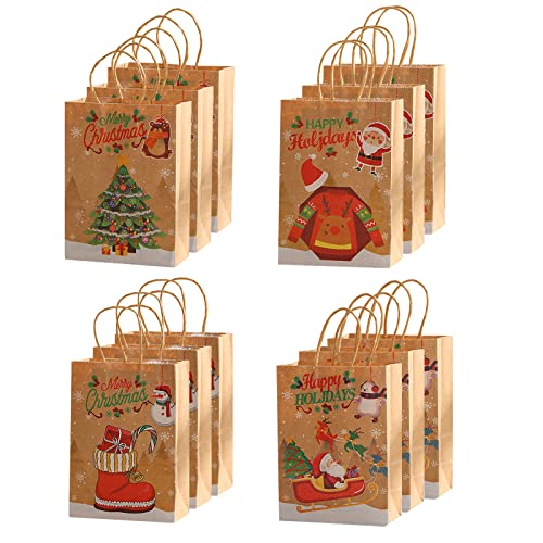 Geschenktüten Weihnachten, 12 Stücks Papiertüten Weihnachten, Weihnachtstaschen Papier, Kraftpapier Tüten für Weihnachts Geschenkverpackung von YOTANGO