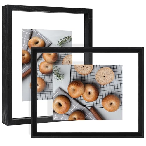 YOTINTIN Schwebender Bilderrahmen aus Holz, 20,3 x 25,4 cm, doppelseitig, Glas-Bilderrahmen für Bilder jeder Größe bis 20,3 x 25,4 cm, Wand- oder Tisch-Displays, zweischneidiger Rahmen, Schwarz YOTINTIN Schwebender Bilderrahmen aus Holz, 20,3 x 25,4 cm, doppelseitig, Glas-Bilderrahmen für Bilder jeder Größe bis 20,3 x 25,4 cm, Wand- oder Tisch-Displays, zweischneidiger Rahmen, Schwarz von YOTINTIN