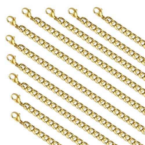 YOUBEIYEE 10 Stück 45,7 cm kubanische Ketten-Halsketten-Set zur Schmuckherstellung, vergoldete Edelstahl-Halskette von YOUBEIYEE
