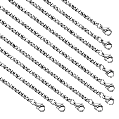 YOUBEIYEE 10 Stück Edelstahl-Halsketten-Ketten, quadratisch, Rolokette, Halsketten für Männer und Frauen, Schmuckherstellung (50,8 cm) von YOUBEIYEE