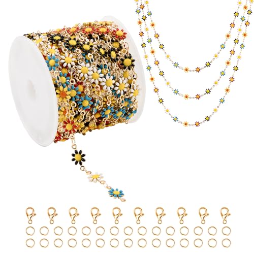 YOUBEIYEE Bunte Gänseblümchenketten für Schmuckherstellung, gemischte Farben, Emaille, Blumenketten, Großpackung für Damen, Halskette, Armband, Fußkettchen, DIY-Schmuckzubehör, 5 m YOUBEIYEE Bunte Gänseblümchenketten für Schmuckherstellung, gemischte Farben, Emaille, Blumenketten, Großpackung für Damen, Halskette, Armband, Fußkettchen, DIY-Schmuckzubehör, 5 m von YOUBEIYEE