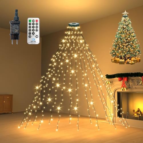 YOUBST 2m Lichterkette Weihnachtsbaum mit Ring, 300er LED Überwurf Christbaumbeleuchtung 8 Modi Timer IP44 Wasserdicht Lichterkette für 150cm, 180cm, 210cm, 240cm Tannenbaum - Warmweiß YOUBST 2m Lichterkette Weihnachtsbaum mit Ring, 300er LED Überwurf Christbaumbeleuchtung 8 Modi Timer IP44 Wasserdicht Lichterkette für 150cm, 180cm, 210cm, 240cm Tannenbaum - Warmweiß von YOUBST