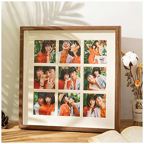 YOUCAI Bilderrahmen Collage Holz Home 9 Fotos 5.5 x 5.5 cm/ 9 x 9 cm Bilderrahmen Collage Multirahmen Fotogalerie Holzrahmen Fotorahmen Holz Chic Landhausstil Vintage,25.3x25.3cm,A-Walnuss von YOUCAI