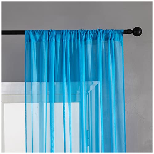 YOUCAI Sheer Voile Vorhänge Voile Gardinen Vorhang Gardinen Transparent für Wohnzimmer Schlafzimmer Kinderzimmer Vorhänge Blau1 100x250cm(1 Stück) von YOUCAI