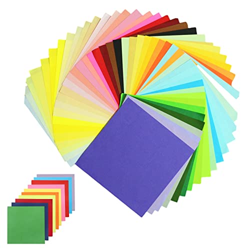 100 Blatt Origami Papier, 50 Farben Doppelseitig Faltpapier, Farb Origami Set, Buntes Bastelpapier für Kinder Kunst und DIY Bastelprojekte(15x15cm) von YOUDALIS