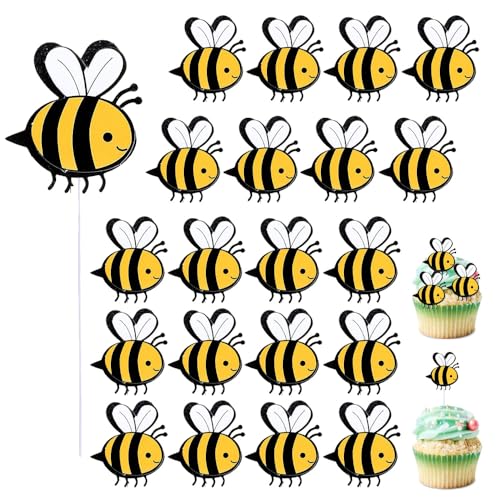 30 Stück Biene Kuchen Topper, Doppellagige Bienen Cupcake Picks, Glitter Biene Geburtstag Deko für Kinder Junge Mädchen Bee Thema Party 30 Stück Biene Kuchen Topper, Doppellagige Bienen Cupcake Picks, Glitter Biene Geburtstag Deko für Kinder Junge Mädchen Bee Thema Party von YOUDALIS
