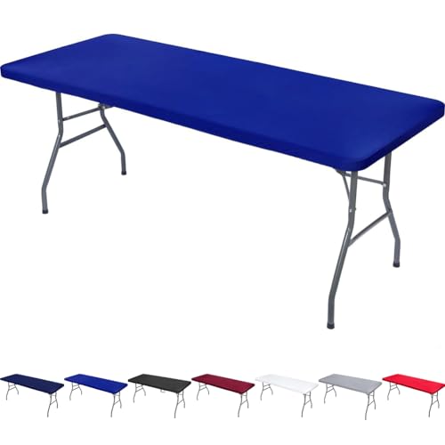 Weiche Spandex-Tischdecke, elastisch, rechteckig, hochdehnbar, Tischschutz, leicht zu reinigen, Tischdecke für Outdoor, Camping, Bankett, Party (Blau, 120 x 76 cm) von YOUGANG