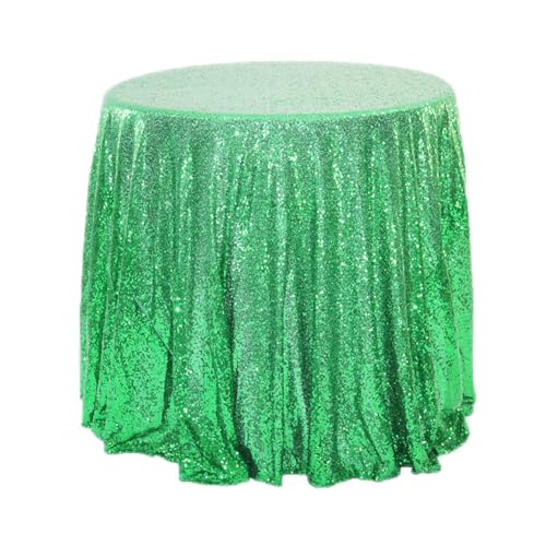 YOUGANG Runde Pailletten-Tischdecke, Geburtstagsparty, glitzernde Tischdecke, Pailletten-Stoff-Tischdecke, Drapier-Overlay für Hochzeitsbankett, Dekoration (Grün, 80 cm) von YOUGANG