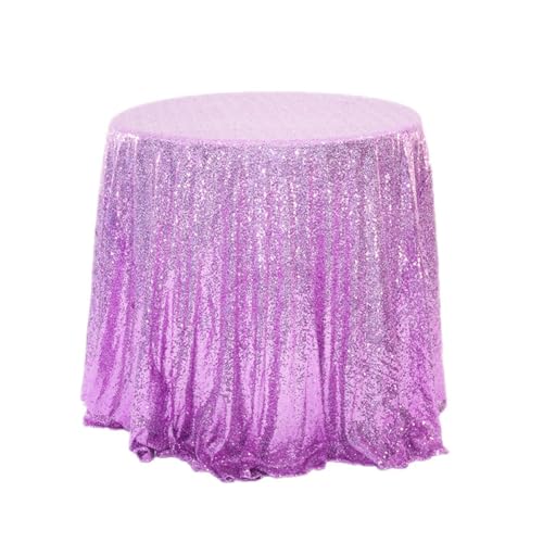 YOUGANG Runde Pailletten-Tischdecke, Geburtstagsparty, glitzernde Tischdecke, Pailletten-Stoff-Tischdecke, Drapier-Overlay für Hochzeitsbankett, Dekoration (lila, 80 cm) von YOUGANG