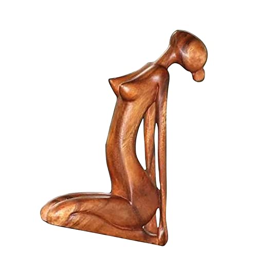 YOUGE Yoga-Meditationsstatue aus Holz – handgefertigte abstrakte Skulptur aus Holz, Yoga-Statue – Holzfigur, Yoga-Figur für Wohnzimmer, Galerien von YOUGE
