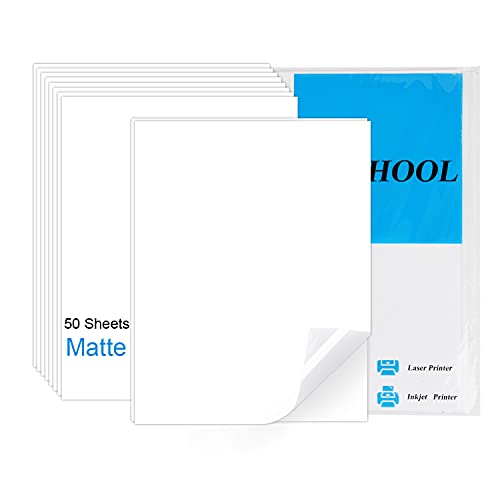 YOUHOOL Vinyl-Aufkleber, blanko, matt, selbstklebend, wasserfest, bedruckbar, Vinyl für Tintenstrahldrucker und Cricut Maker, 21,6 x 27,9 cm, insgesamt 50 Blatt YOUHOOL Vinyl-Aufkleber, blanko, matt, selbstklebend, wasserfest, bedruckbar, Vinyl für Tintenstrahldrucker und Cricut Maker, 21,6 x 27,9 cm, insgesamt 50 Blatt von YOUHOOL
